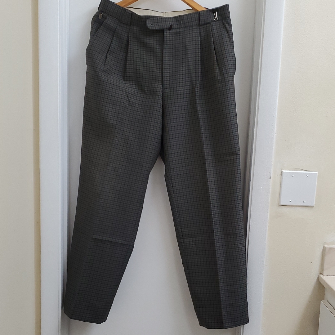 Vintage Meyer By R Men's Gray Checkered Dress Pants Size 32" Waist
